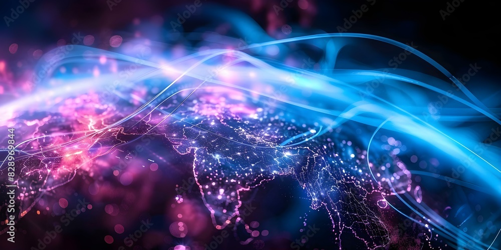 Poster connecting global internet users for digital marketing and finance through business application tech