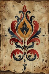 Fototapeta premium Vintage Abstract Flower Painting on Paper