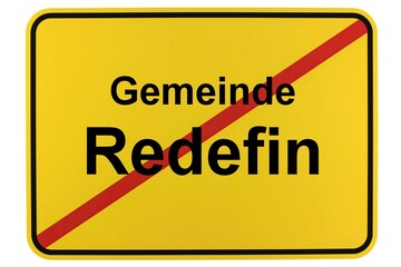 Illustration eines Ortsschildes der Gemeinde Redefin in Mecklenburg-Vorpommern