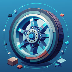Obraz premium vector illustration of wheel