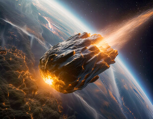 meteorito que se dirige al planeta tierra