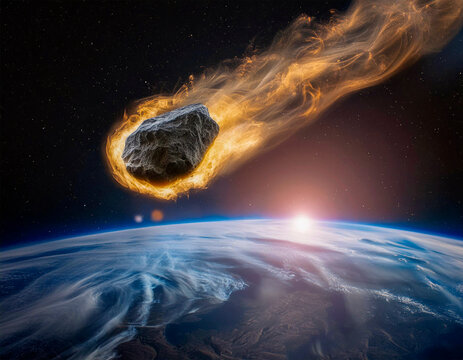 meteorito que se dirige al planeta tierra