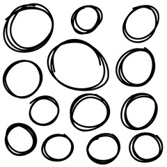 Hand drawn circle line sketch set, line art style  ,Hand drawn design elements , Flat Modern design, isolated on white background, illustration vector EPS 10