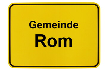 Illustration eines Ortsschildes der Gemeinde Rom in Mecklenburg-Vorpommern
