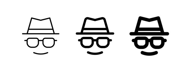 Editable vector incognito hat glasses user icon. Part of a big icon set family. Perfect for web and app interfaces, presentations, infographics, etc