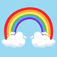 Rainbow, water and clouds, Vector illustration EPS 10