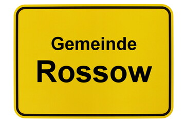 Illustration eines Ortsschildes der Gemeinde Rossow in Mecklenburg-Vorpommern