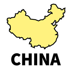 map of china, cortoonish map border of china, rough map lines of china 
