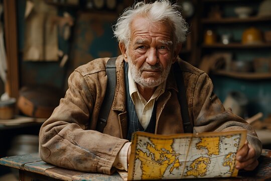 old norwegian man teaching geography on a map in a classroom engaging students with interactive lessons using maps to explore world geography in a traditional educational setting fostering knowledge - Powered by Adobe