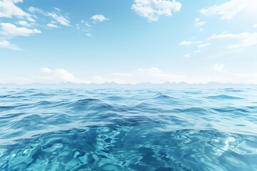 Serene ocean view under a bright blue sky with wispy clouds. Perfect representation of calmness, tranquility, and the beauty of nature.