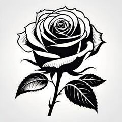 Black and white rose, Rose illustration, Flower drawing