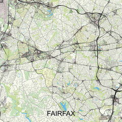 Naklejka premium Fairfax, Virginia, United States map poster art