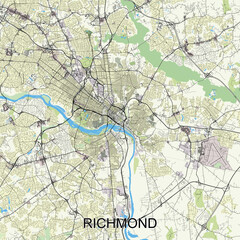 Richmond, Virginia, United States map poster art