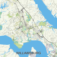 Williamsburg, Virginia, United States map poster art
