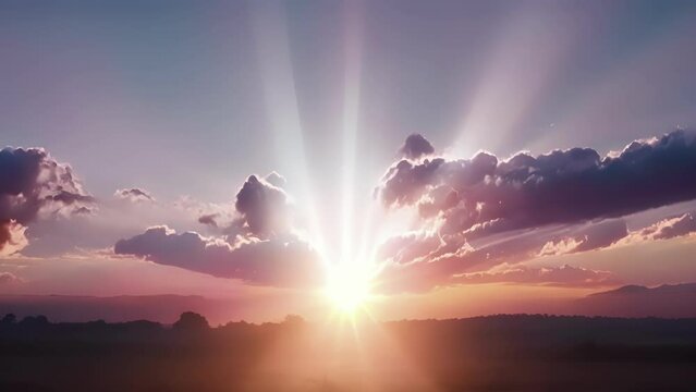 Rays of light reaching upwards from the horizon at sunrise emulating the shape of pillars.
