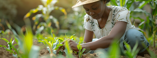 African woman working on plantation