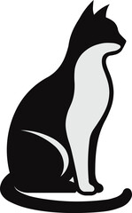 Cat style logo or icon illustration. Minimalist image of sitting cat