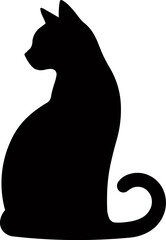 Cat style logo or icon illustration. Sitting cat silhouette