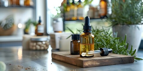 Organic skincare products made from natural ingredients tested in a lab. Concept Organic Skincare, Natural Ingredients, Lab-tested, Sustainable Beauty, Cruelty-free Beauty