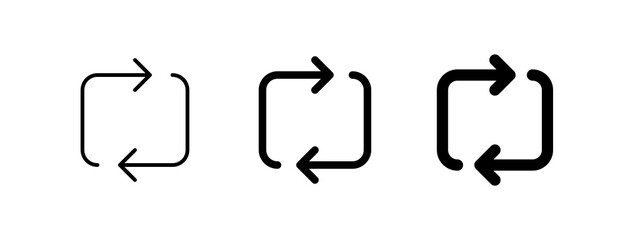 Editable vector loop repeat icon. Black, transparent white background. Part of a big icon set family. Perfect for web and app interfaces, presentations, infographics, etc