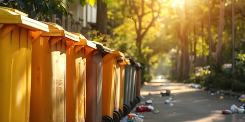 Bins promote clean streets environmental safety and conservation through organized waste collection. Concept Waste Management, Recycling Programs, Clean Streets, Environmental Conservation