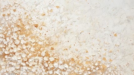 Abstract art piece with a textured surface that includes a mix of white and golden brown elements