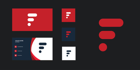 Letter F logo design with creative concept and business card. Premium Vector