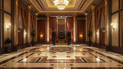 Obraz premium luxury hotel lobby, interior of hotel, beautiful decoration hall, architecture