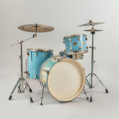 Blue Drum Kit on White Background