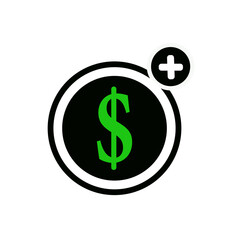 Add dollar , currency sign icon illustration,plus dollar icon sign