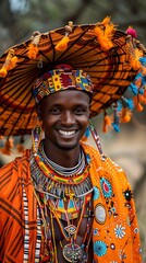 Obraz premium Samburu men women in vivid colors prime lenses and warm highlights