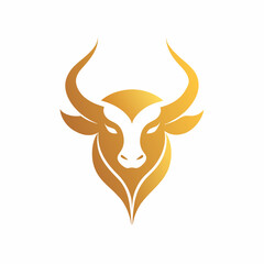 a minimalist golden Bull logo vector art illustration   icon logo