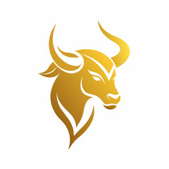a minimalist golden Bull logo vector art illustration   icon logo