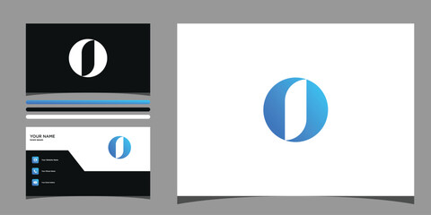 Letter O logo design with creative concept and business card. Premium Vector