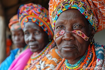 Fototapeta premium traditional samburu women in colorful jewelry photographed with an 85mm f/1.4 lens