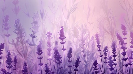 Lavender field with a lavender background and lavender colors. A vector illustration in the style of watercolor with purple tones.