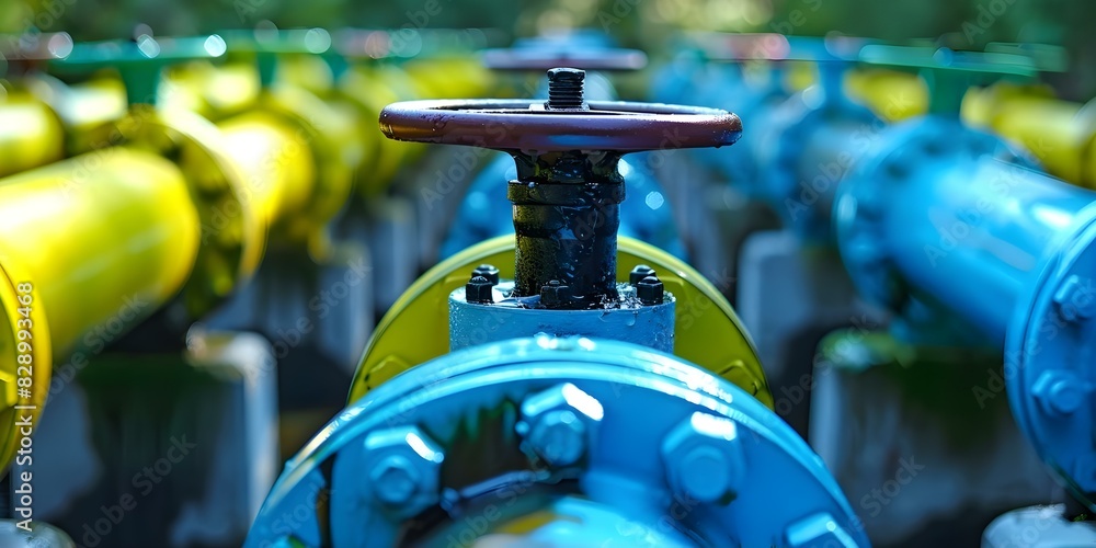 Poster automated valves ensure efficient water distribution in pipelines. concept pipelines, water distribu