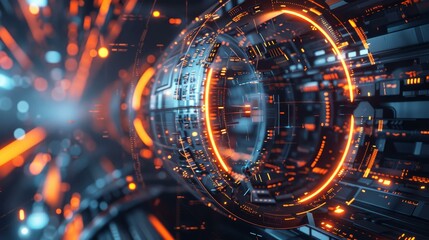 Obraz premium Explore a stunning technology background showcasing futuristic elements and digital innovation with sleek design. Experience high-resolution, photorealistic 8k detail in this captivating 16:9 image.