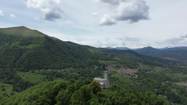 View of the Hermitage of San Zeno on Lake Como alps