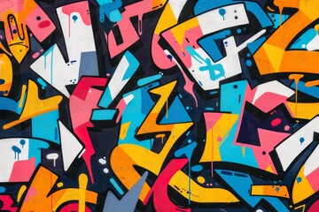 Urban graffiti art seamless pattern background with colorful tags and street murals