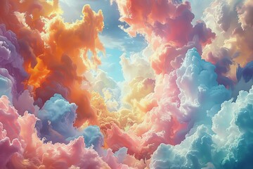 Post-impressionism art style , the wallpaper features many colorful clouds
