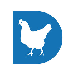 Chicken Logo combine with letter D vector template