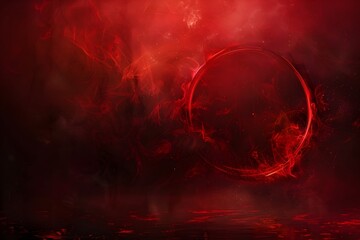 Abstract red background with fluid shapes and an abstract circle in the center, creating a dark and mysterious atmosphere with blurred edges
