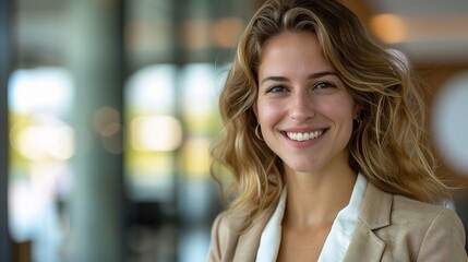 Obraz premium businesswoman with a confident smile, her self-assured demeanor inspiring trust and respect in her colleague