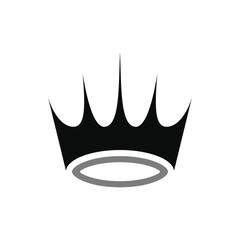 Crown Silhouette Icon and Symbol Flat Vector Transparent Background