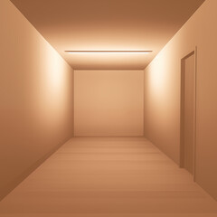 Fototapeta premium Minimalist Empty Room, Brown Tones, Soft Lighting