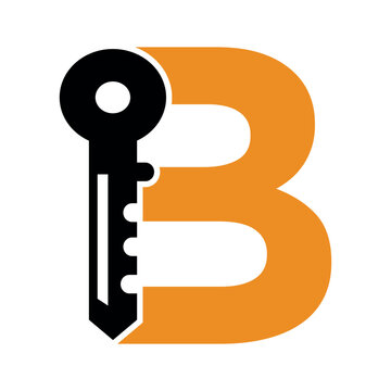 recommend clip art: Key Logo combine with letter B vector template