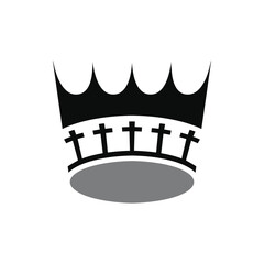 Crown Silhouette Icon and Symbol Flat Vector Transparent Background