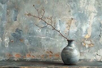 Digital image of  vase contains a branch of a plant, high quality, high resolution