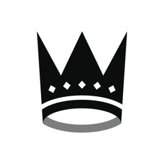 Crown Silhouette Icon and Symbol Flat Vector Transparent Background